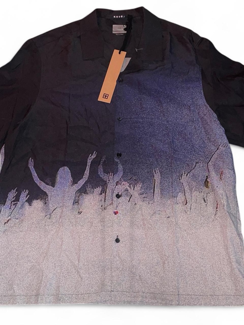 Ksubi Dance Klass Black to Blue Gradient Short-Sleeve Button-Up Shirt
